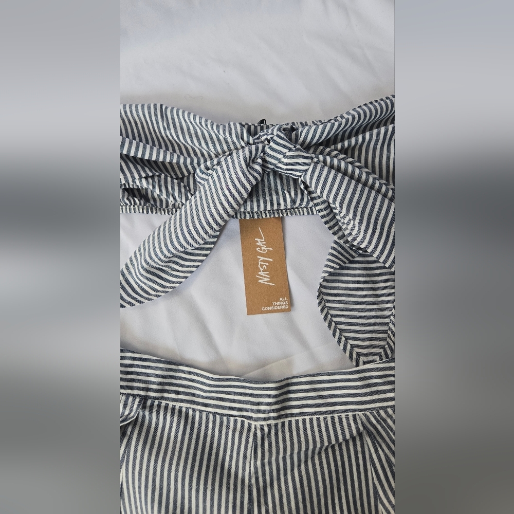 3/$25! NWT Nasty Gal Stripe Tie Bandeau & Short Set Size 4 - Picture 4 of 11